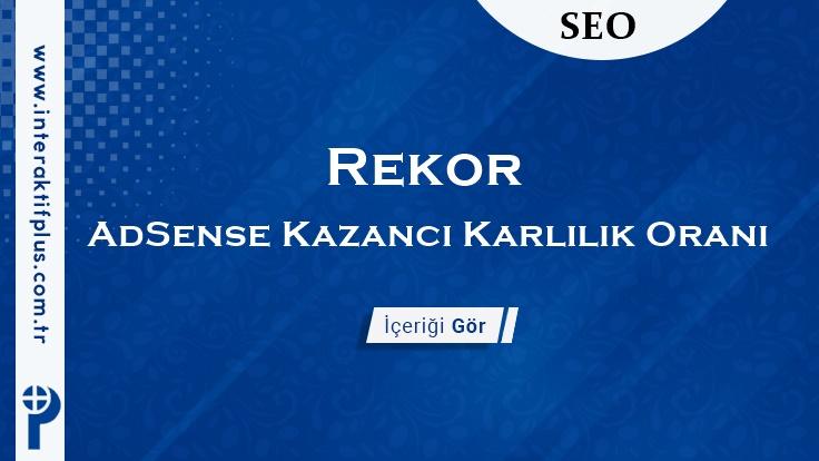 Rekor AdSense Kazancı Karlılık Oranı