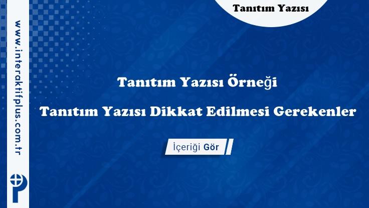 Tanıtım Yazısı Örneği